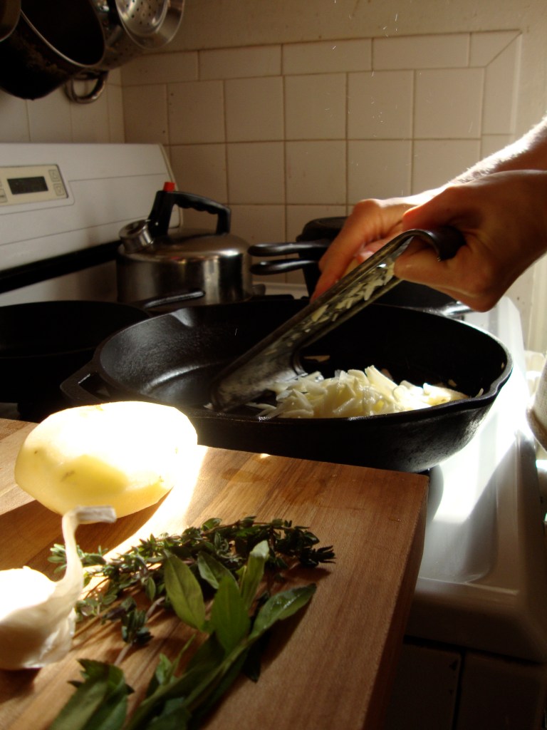 grating potatoes