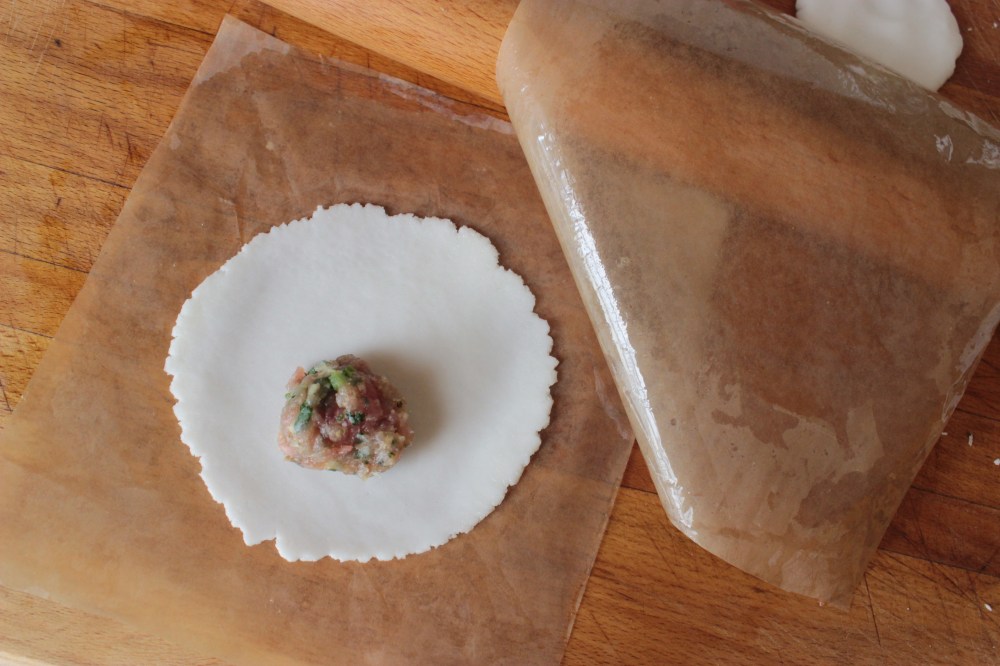 filling a gluten-free dumpling