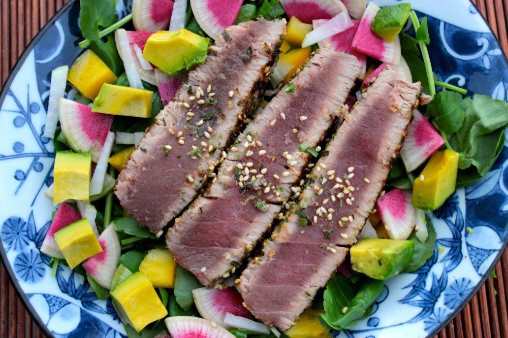 Furikaki Crusted Seared Ahi with a Spicy Salad
