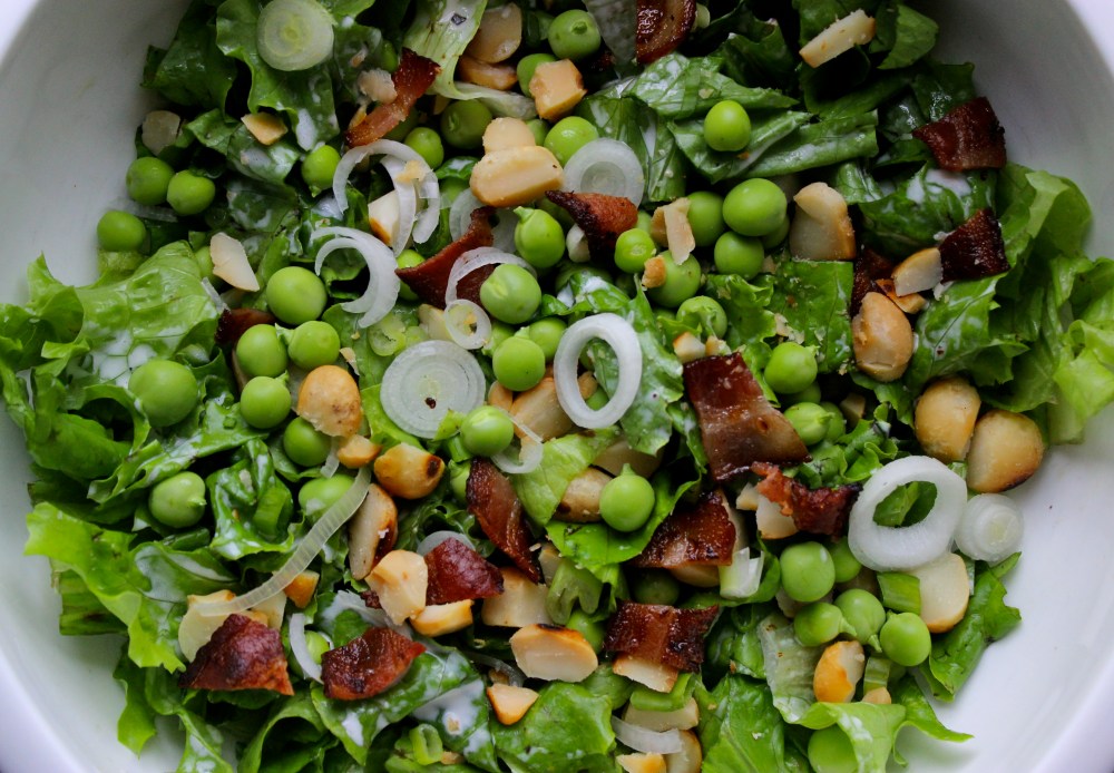 Green Salad with Peas, Macadamia Nuts and Mint