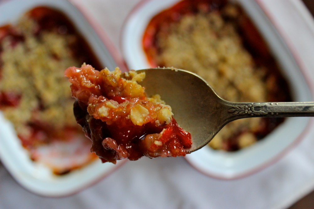 Sour Cherry and Rhubarb Crumble (gluten-free)