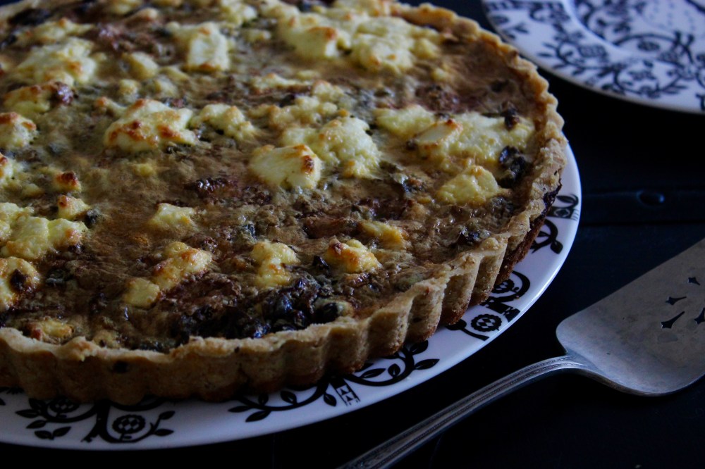 Caramelized Onion and Wild Mushroom Tart with a Hazelnut Crust