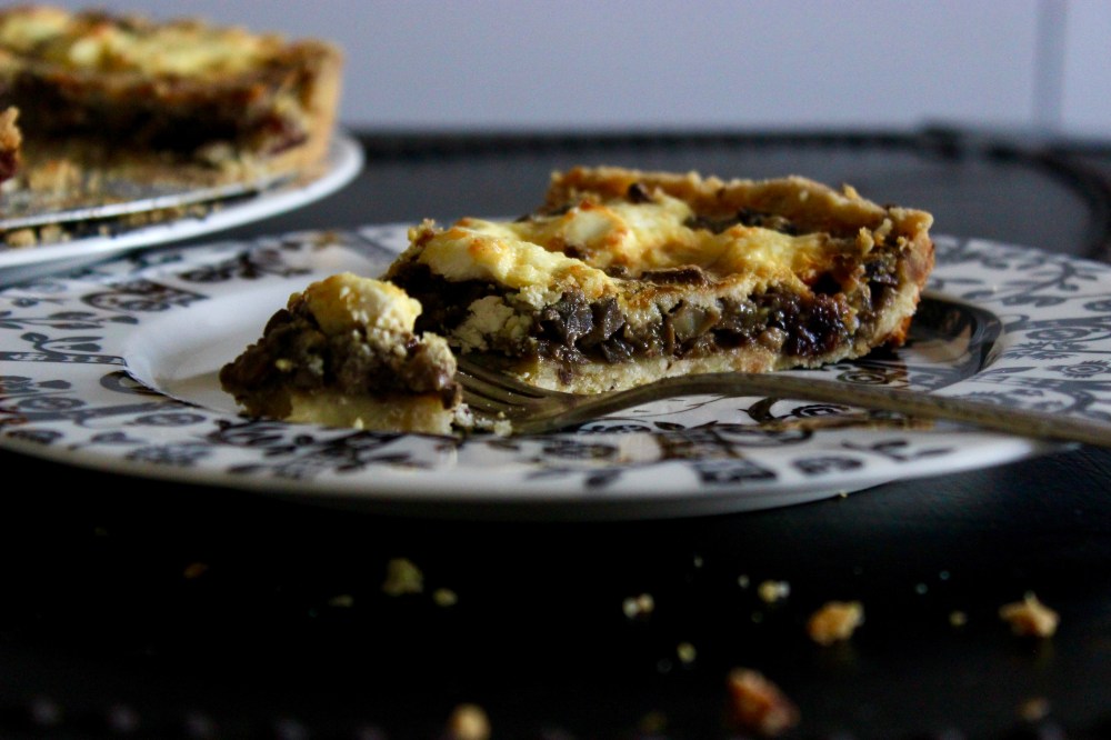 Caramelized Onion and Wild Mushroom Tart with a Hazelnut Crust